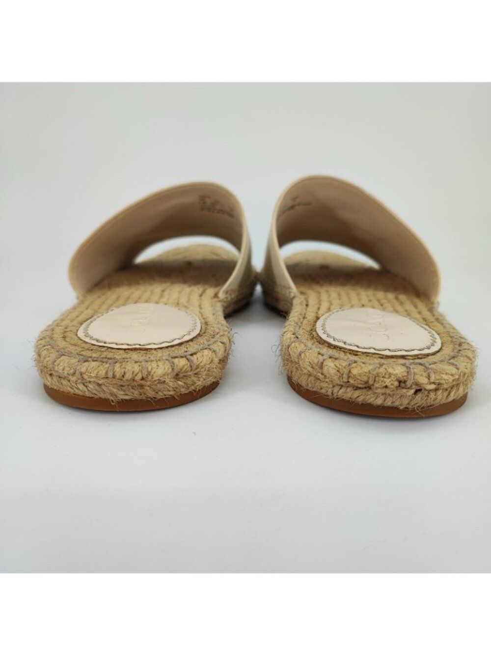 Coach Women’s 7.5 B Sandals Leather Cream Gold Buckle Espadrille Slide C4508 - Picture 4 of 8